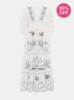 Celestial Embroidered Maxi Dress Ivory