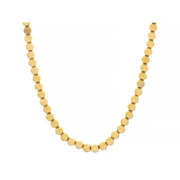 18K Yellow Gold Over Stainless Steel 6mm Bead Necklace