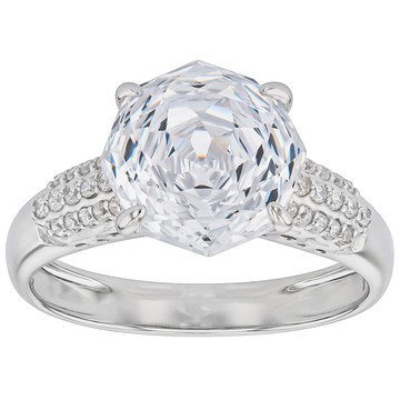 White Cubic Zirconia Rhodium Over Sterling Silver Rose Cut Ring 7.58ctw