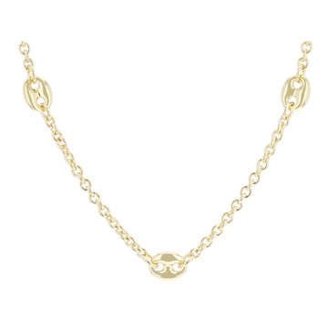 18k Yellow Gold Over Bronze Polished Mariner Station 20 Inch Necklace