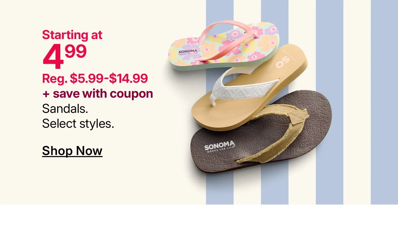 starting at $4.99 sandals