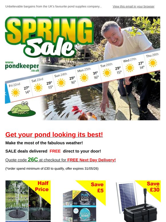 Subscriber SALE: Pond Supplies Price Crash ☀️