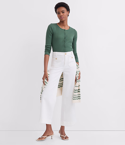 Palmer Wide Leg Crop Pants in Twill