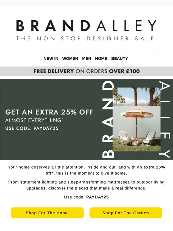 Extra 25% off Home & Garden | PAYDAY25