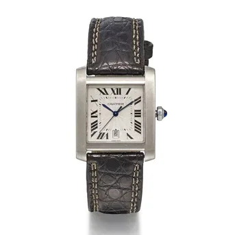 A Cartier Stainless Steel 'Tank Française' Automatic Calendar Wristwatch