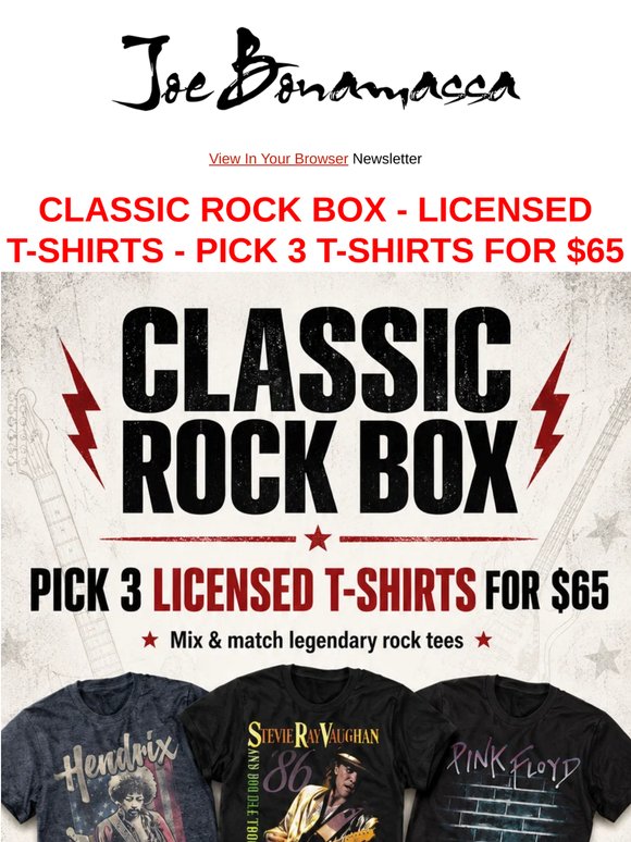 Official Licensed Rock Tees – Any 3 for $65! - Summer Ready!