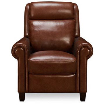 Belmont Leather Power Recliner - Tilt Power Headrest - USB Port - High Resiliency Foam Seat - Chestnut-Brown Leather