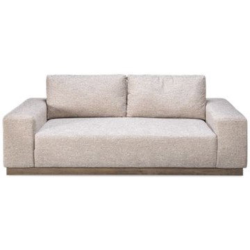 Modern Apartment Sofa - Mid-Century Modern Profile - Neutral-Hued Crosshatched Upholstery - Durable Hardwood Construction