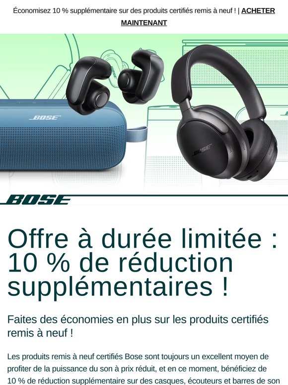 Profitez de 10 % de remise supplémentaire ! Ne manquez pas cette offre à durée limitée !