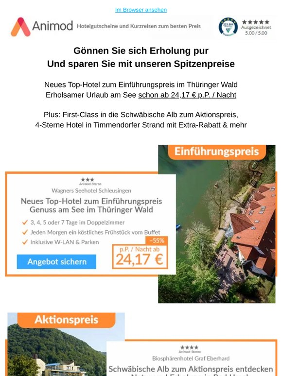 Erholung pur: Neues TOP-Hotel im Thüringer Wald zum Einführungspreis