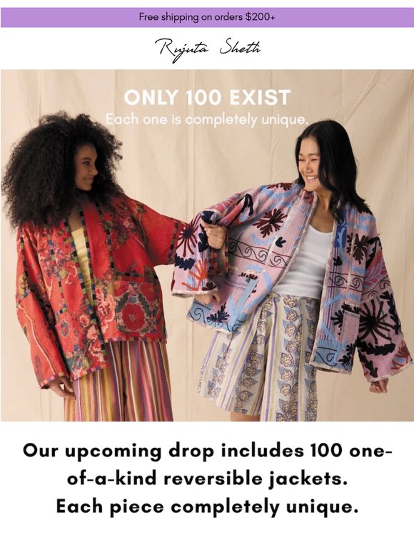 100 one-of-a-kind jackets. Early access June 2.