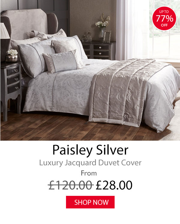 Paisley Silver Luxury Cotton Rich Jacquard Duvet Cover