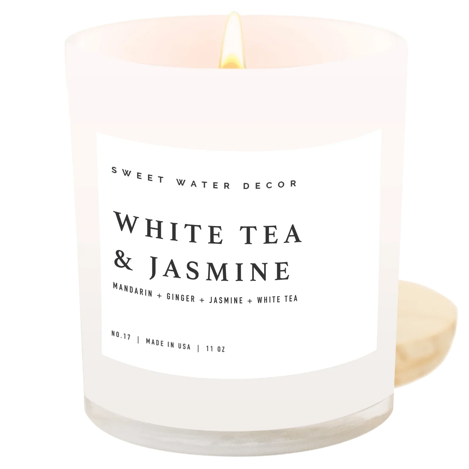 Image of White Tea and Jasmine Candle - White Jar - 11 oz
