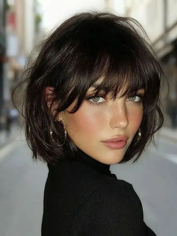 Wear And Go Wigs Pixie Cut Bob Wigs With Bangs Machine Made Wig Glueless Human Hair Wigs