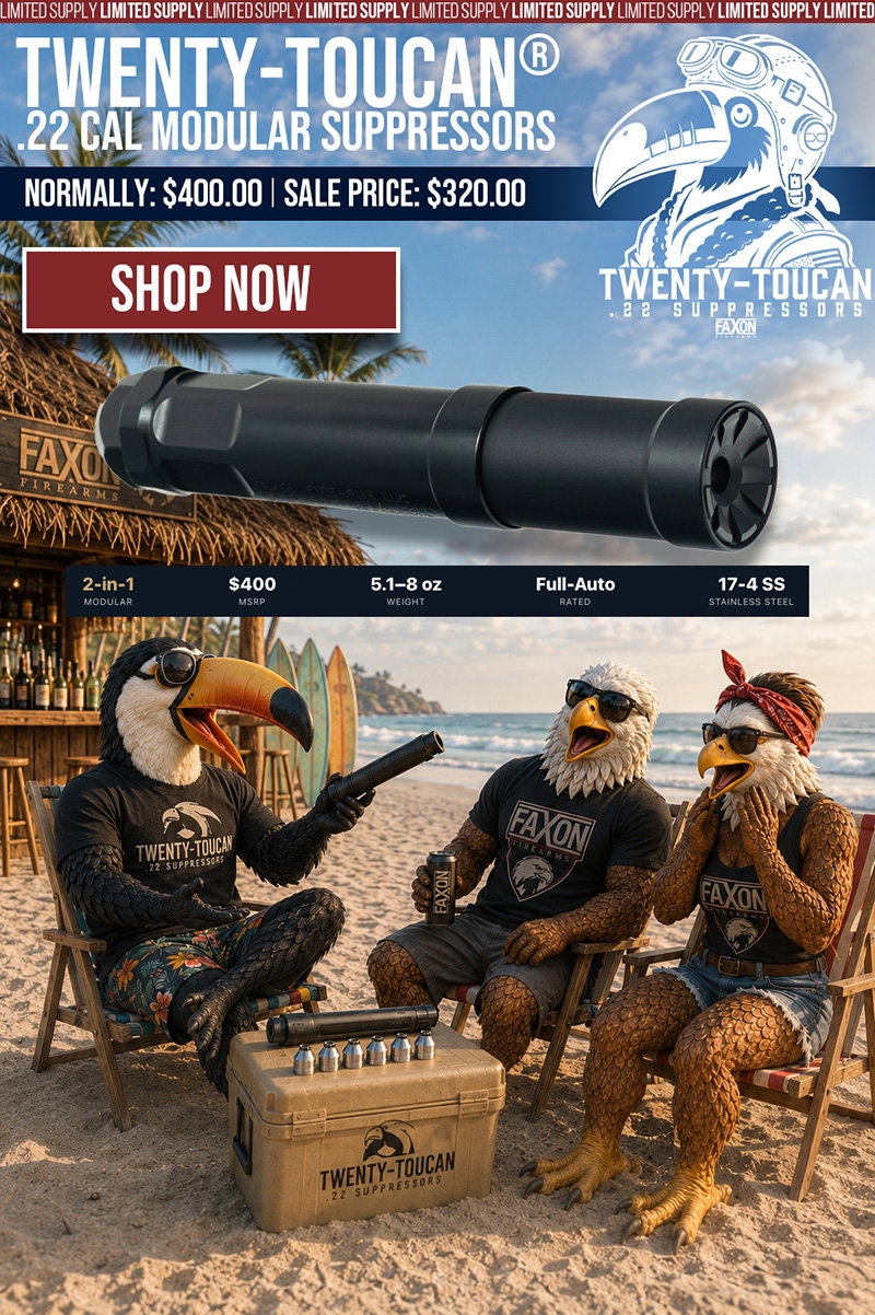 TWENTY-TOUCAN .22 CAL MODULAR SUPPRESSORS ON SALE SHOP NOW