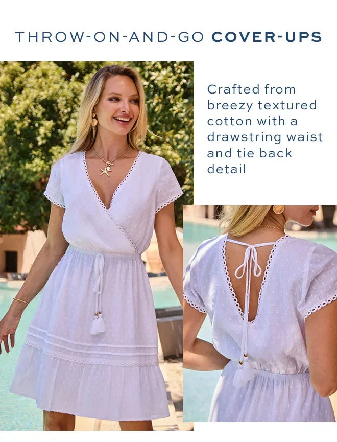 White Tiered Wrap Front Dress With Tassel Tie