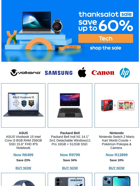 💻 Save up to 60% OFF tech this Thanksalot! 🔥