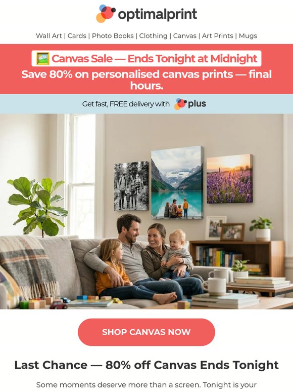 🖼️ Canvas Sale — 80% off ends tonight