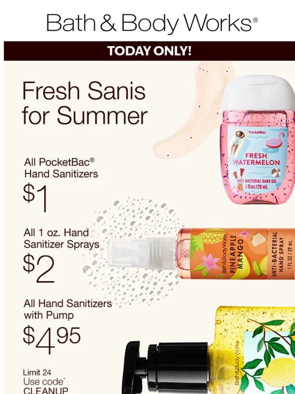 today only—hand sanitizers starting at $1. 🤲