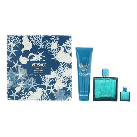 Image of Versace Eros Gift Set 100ml Eau De Parfum + 5ml Eau De Parfum + 150ml Bath & Shower Gel