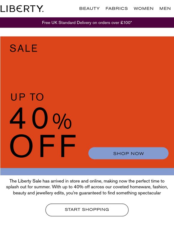 Up to 40% off in Liberty's summer Sale