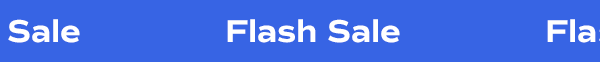 An animated blue ribbon banner says flash sale. 