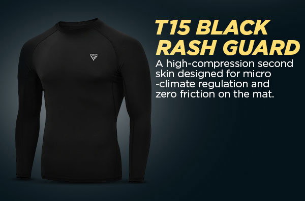 Performance Rash Guards: A high-compression second skin designed for micro-climate regulation and zero friction on the mat. RDX T15 Long Sleeve Black Rash Guard