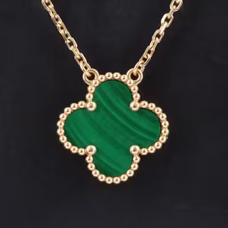 Van Cleef & Arpels Vintage Alhambra 18K Malachite Necklace