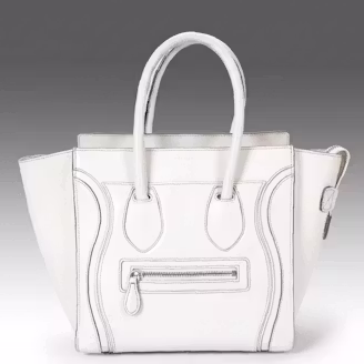Céline Micro Luggage Tote in Ivory Calfskin Leather