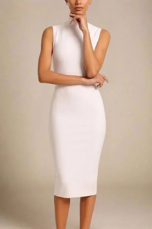 Grace Bandage Midi Dress - Cream
