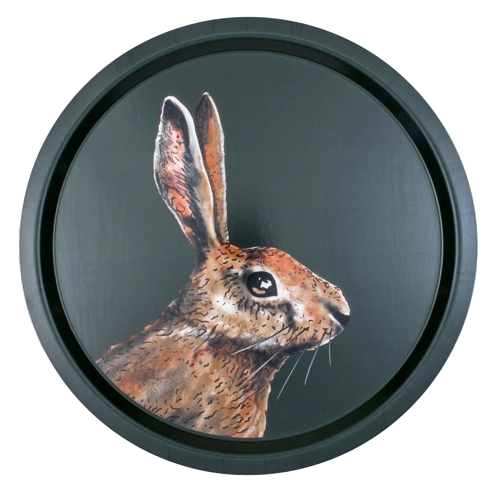Image of Woodland Wildlife Hare - Round Birchwood Tray