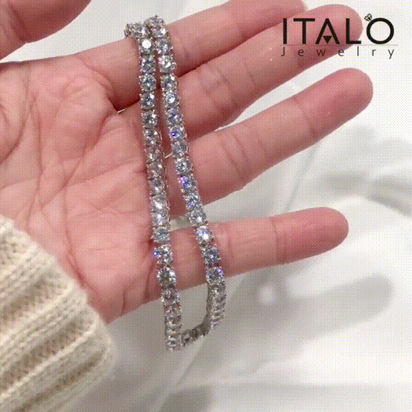 4.5 MM Round Cut Tennis Necklace For Women In Sterling Silver