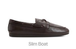 Men's Slim Boat Leather Shoes in Dark Brown