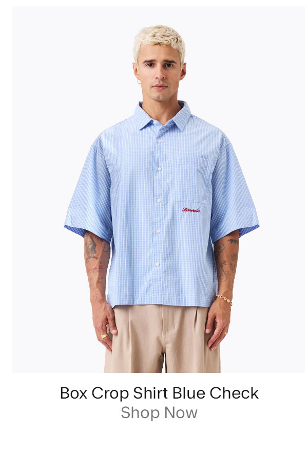 Box Crop Shirt Blue Check
