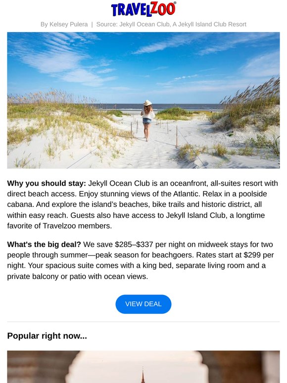 $299—Jekyll Island oceanview suite, reg. $584