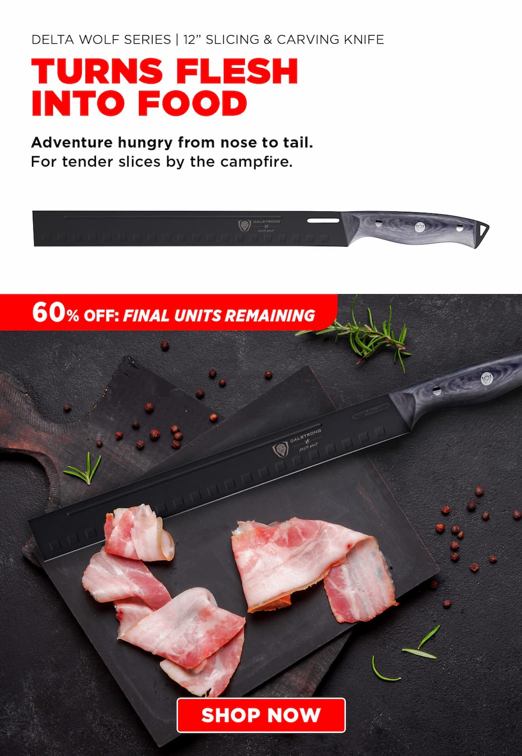 Delta Wolf 12" Slicing Knife, 60% Off