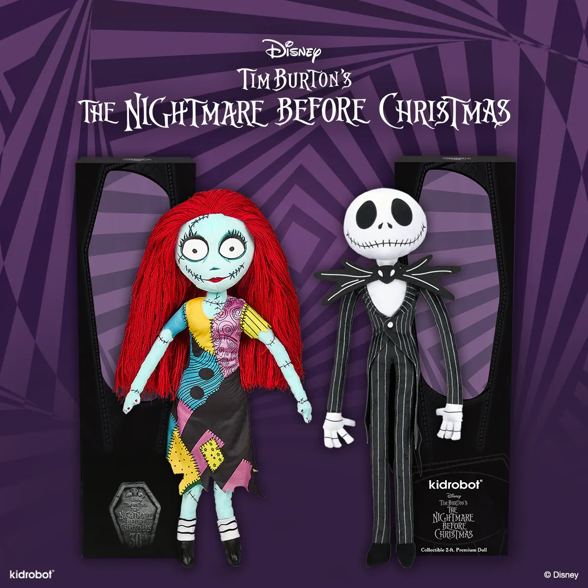 Image of Disney Tim Burton's The Nightmare Before Christmas - Jack Skellington and Sally Premium Plush Doll in Gift Boxes Bundle 2-Pack (PRE-ORDER)