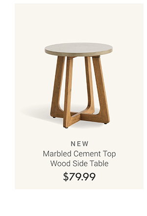 Marbled Cement Top Wood Side Table