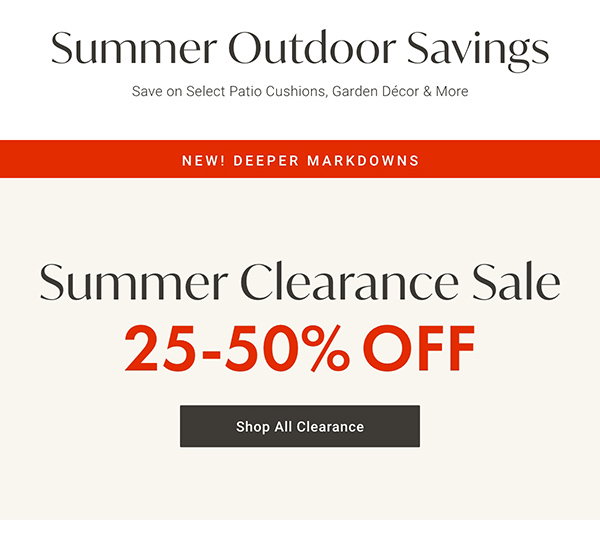 Summer Outdoor Savings - Summer Clearance Sale - 25-50% OFF - Shop All Clearance