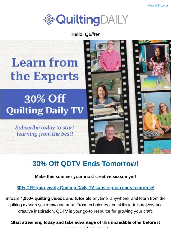 ⏰ Hurry! 30% Off QDTV Ends Tomorrow