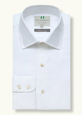 White Fine Twill Button Cuff Slim Fit Shirtharvie