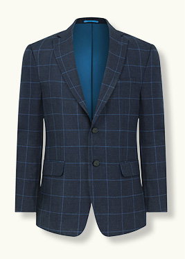 Navy and Blue Check Silk and Wool Jacket