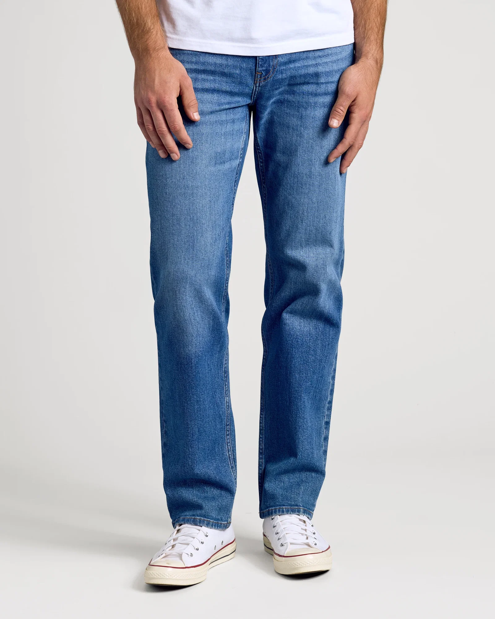 Image of Medium Indigo Wash Straight Authentic Denim Jeans