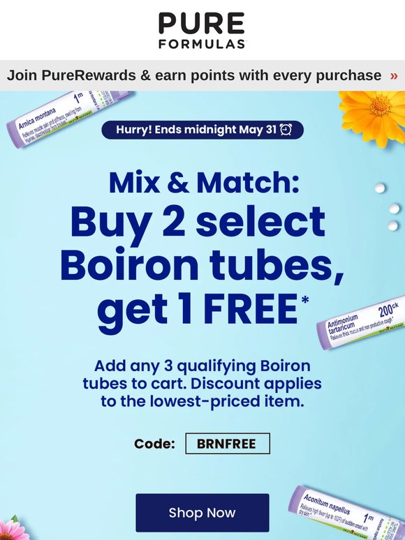 One day left! Buy 2, get 1 FREE on 800+ Boiron medicines 🌿