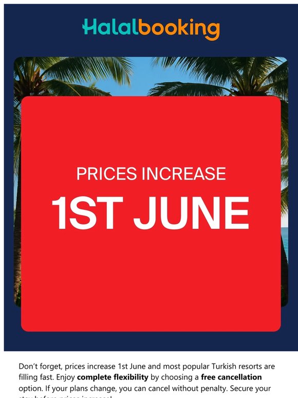 Last chance to secure your holiday at these low prices.