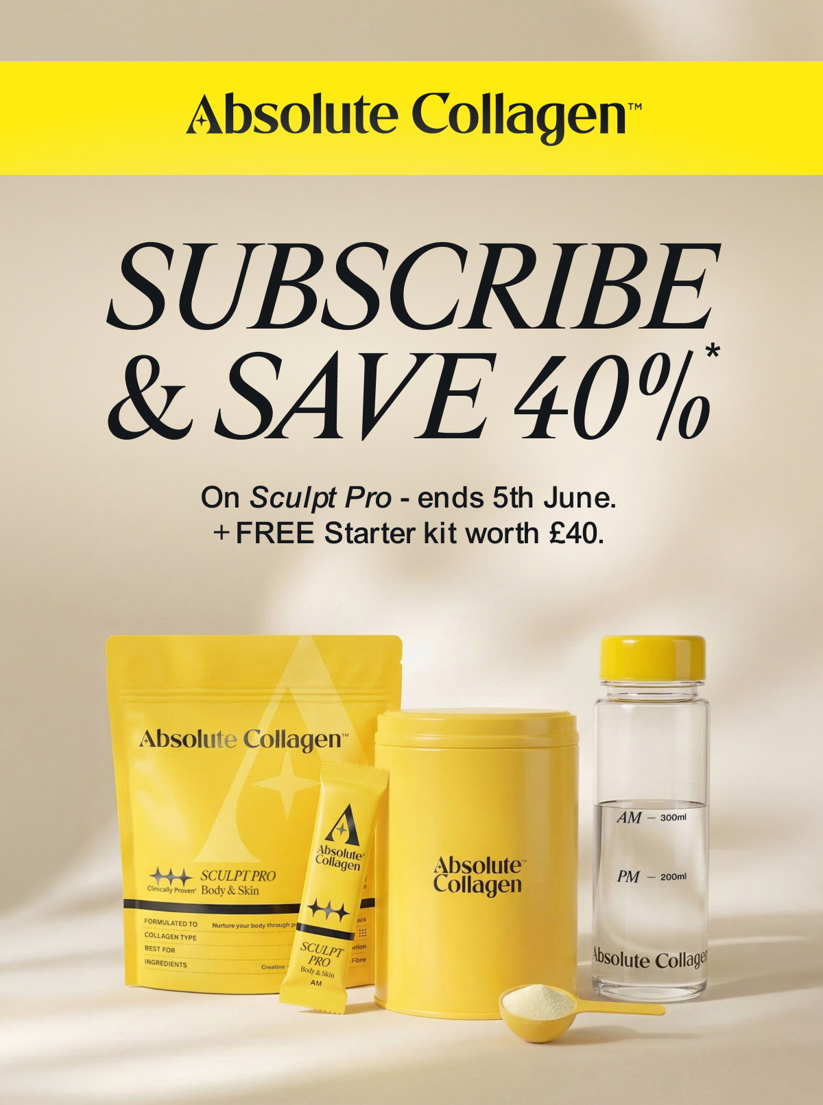 Sculpt Pro - subscribe & save 40% of your first order, offer ends 5 June.