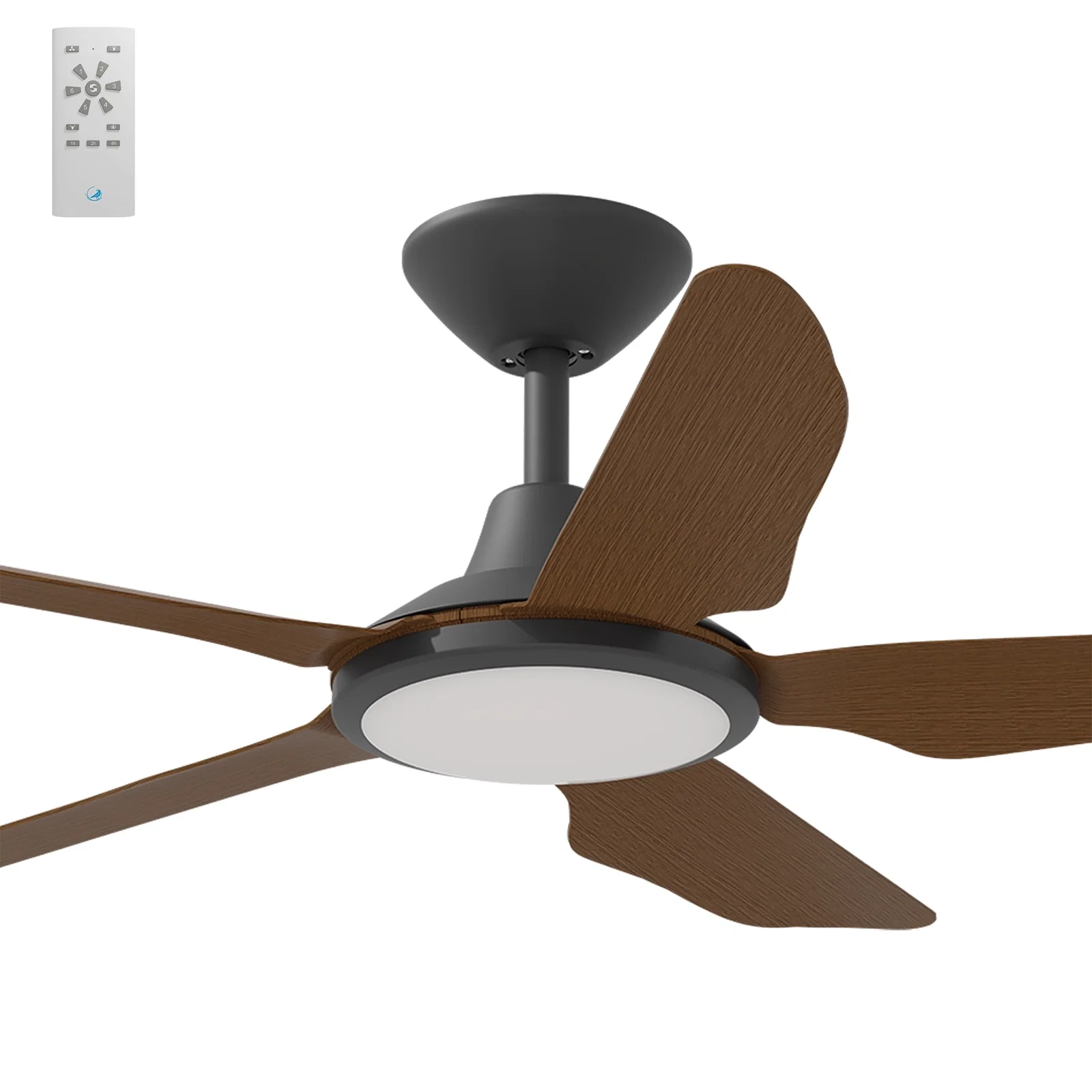 Calibo Storm 42" (1070mm) 5 Blade 18W Tricolour LED Light Indoor/Outdoor DC Ceiling Fan & Remote - Black & Koa