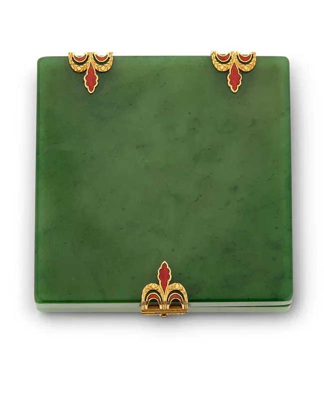 ART DECO JADE AND ENAMEL CASE