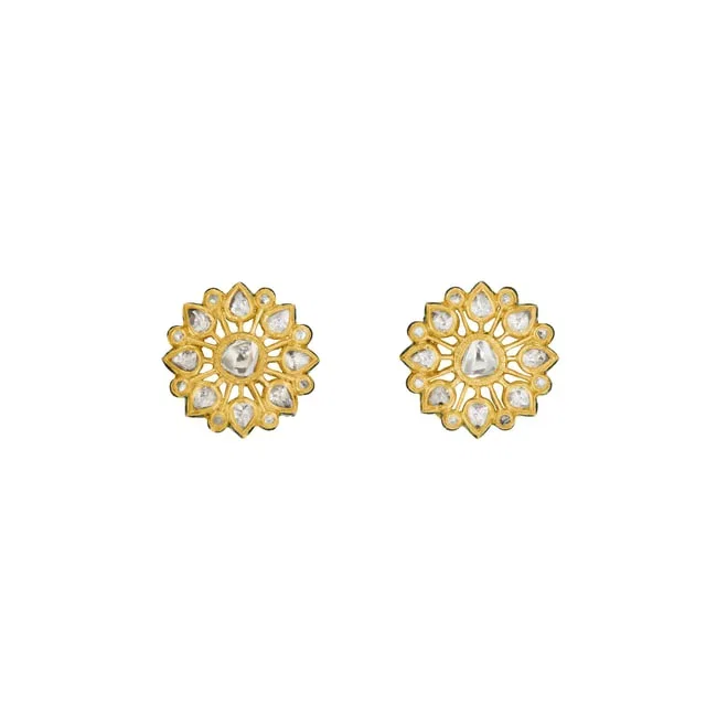 INDIAN DIAMOND AND ENAMEL EARRINGS