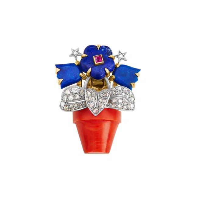 CARTIER MULTI-GEM AND DIAMOND BROOCH